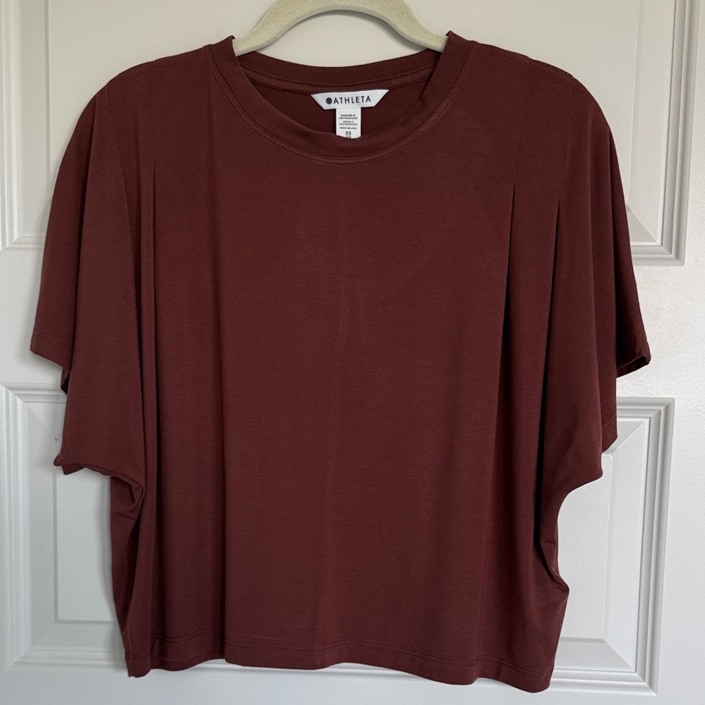 Athleta Short Sleeve Relaxed Crew Top in Deep Rust